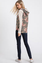 Load image into Gallery viewer, Camo Hooded Floral Top in Oatmeal
