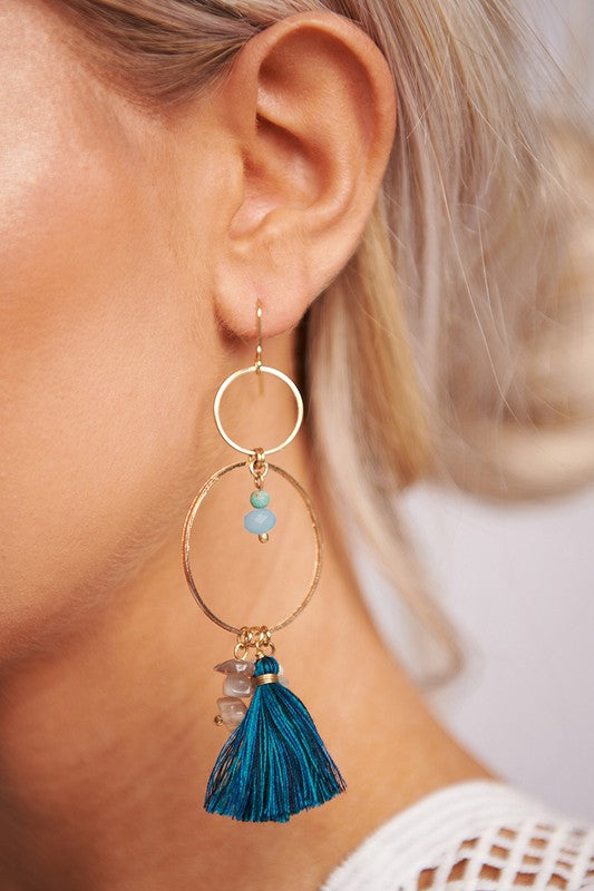 BOHO ANTIQUE GOLD HOOP DETAIL EARRINGS