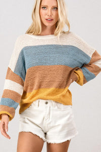 Multi Color Block Stripe Knit Top