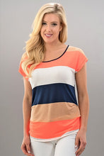Load image into Gallery viewer, Color Block Spring Time Saratoga Tee With Key Hole Back
