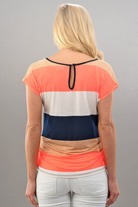 Color Block Spring Time Saratoga Tee With Key Hole Back