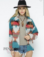 Load image into Gallery viewer, Aztec Button Down Crop Coat
