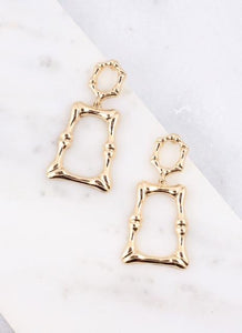 MANSFIELD METAL BAMBOO RECTANGLE POST EARRING