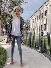 Load image into Gallery viewer, JUNO LEOPARD PRINT KIMONO WITH SOLID BOARDER
