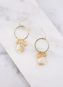 FREDRICKSEN CIRCLE DROP EARRING WITH SHELL  AND BEAD ACCENT