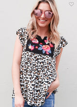 Load image into Gallery viewer, Leopard With Embroidery Flower Woven Top
