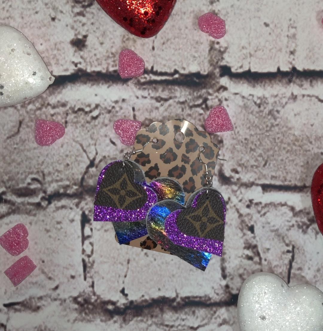 Upcycled LV Heart Shaped Earrings (Purple) – Farmhouse Treasures of  Saratoga LLC and Penelope & Me Boutique