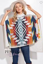 Load image into Gallery viewer, Aztec Turtleneck Poncho (Oatmeal)
