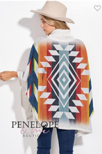 Load image into Gallery viewer, Aztec Turtleneck Poncho (Oatmeal)
