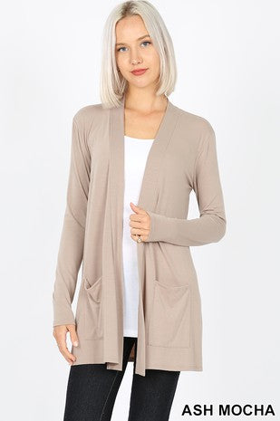 Slouchy Pocket Open Cardigan (Ash Mocha)