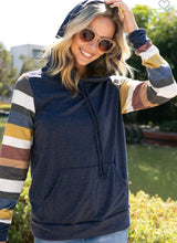 Load image into Gallery viewer, French Terry Multi Stripe Hoodie
