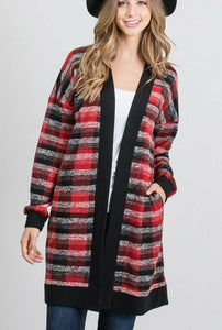 Plaid Print Cardigan