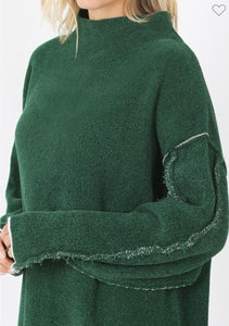 Oversized Mock Neck Sweater (Green)