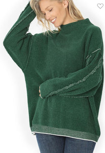 Oversized Mock Neck Sweater (Green)