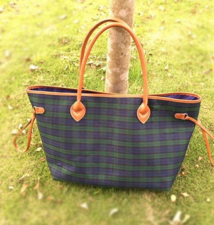 Blue and Green Classic Plaid Tote