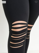 Load image into Gallery viewer, Highwaist Shredded Knee Laser-Cut Leggings
