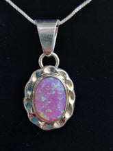 Load image into Gallery viewer, Sterling Silver Man Made Opal Necklace
