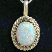 Load image into Gallery viewer, Sterling Silver Man Made Opal Necklace
