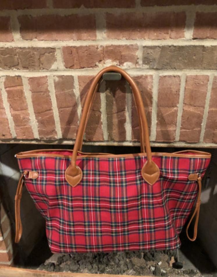 Classic Red Plaid Tote