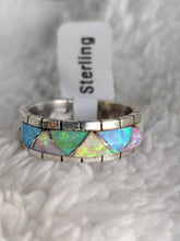 Load image into Gallery viewer, Sterling Silver Man Made Opal Multi Color Ring
