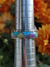 Load image into Gallery viewer, Sterling Silver Man Made Opal Multi Color Ring
