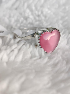 Sterling Silver Rhodochrosite Heart Ring