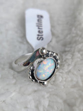 Load image into Gallery viewer, Sterling Silver Man Made Opal Ring
