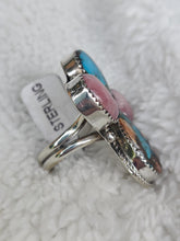 Load image into Gallery viewer, Sterling Silver  Ring With Rhodochrosite, Turquoise And Spiny Oyster Gemstone&#39;s
