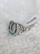 Load image into Gallery viewer, Sterling Silver Spiny Oyster Horse Shoe Ring
