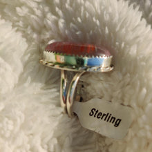 Load image into Gallery viewer, Sterling Silver Man Made Opal Ring
