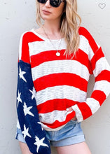 Load image into Gallery viewer, American Flag Long Sleeve Knit Top

