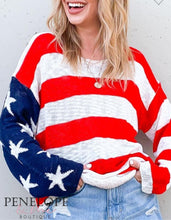 Load image into Gallery viewer, American Flag Long Sleeve Knit Top
