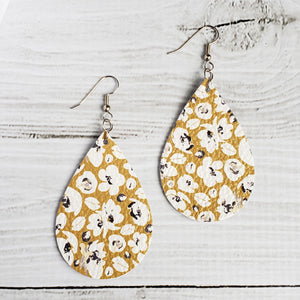 MUSTARD POPPIES LEATHER TEARDROP EARRINGS