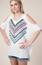 Load image into Gallery viewer, Open Shoulder Tribal Pattern Top with Stones
