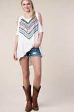 Load image into Gallery viewer, Open Shoulder Tribal Pattern Top with Stones
